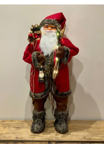 Noel Baba, 2025 Yeni Yıl Hediyesi, Işıklı Noel Baba, Yılbaşı Hediye Paketlı Noel Baba, 114CM