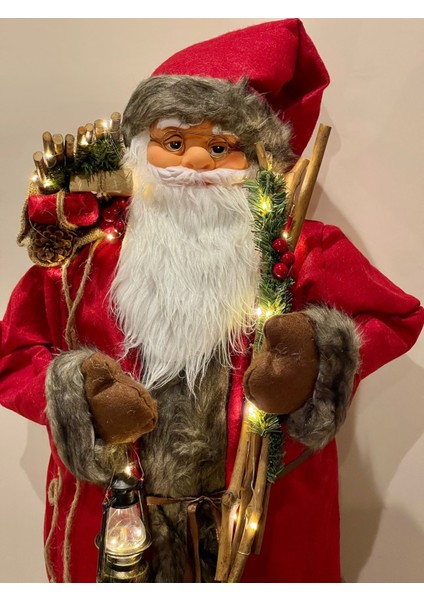 Noel Baba, 2025 Yeni Yıl Hediyesi, Işıklı Noel Baba, Yılbaşı Hediye Paketlı Noel Baba, 114CM