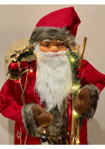 Noel Baba, 2025 Yeni Yıl Hediyesi, Işıklı Noel Baba, Yılbaşı Hediye Paketlı Noel Baba, 114CM