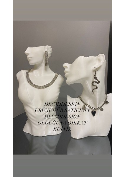 2'li Manken Set, Dekoratif Takı Mankeni, Takı Standı, Takı Organizeri, Kolye Küpe Sergileme Standı