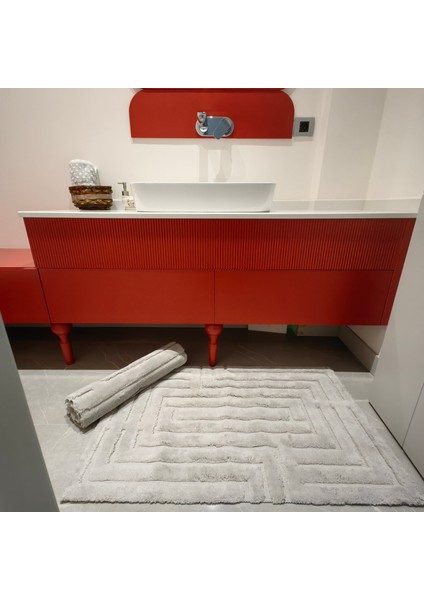 Gri Modern Desenli Inopoli Banyo Paspası Veya Banyo Halısı Takımı