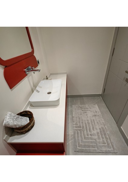 Gri Modern Desenli Inopoli Banyo Paspası Veya Banyo Halısı Takımı