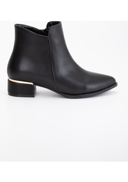Kadın Kısa Topuklu Bot Siyah Yüzlü Model Galvaniz Ökçeli modelleri