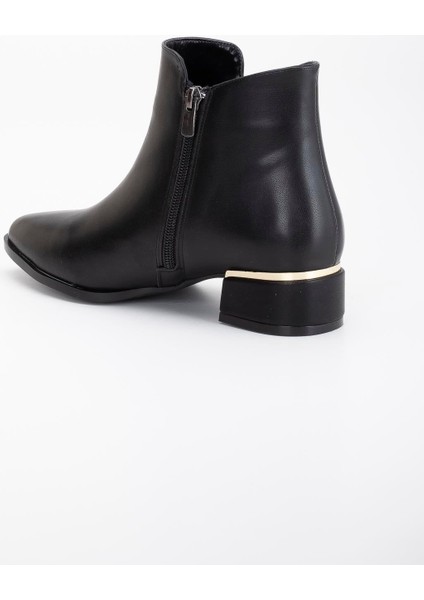 Kadın Kısa Topuklu Bot Siyah Yüzlü Model Galvaniz Ökçeli indirimleri