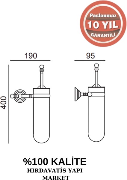 Çelik Banyo Paslanmaz Pirinç Ottoman Montajlı Klozet Fırçası