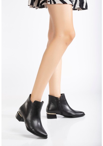 Kadın Kısa Topuklu Bot Siyah Yüzlü Model Galvaniz Ökçeli fiyatları