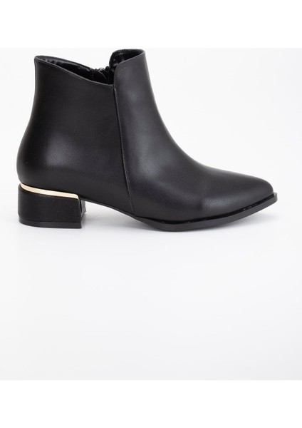 Kadın Kısa Topuklu Bot Siyah Yüzlü Model Galvaniz Ökçeli modelleri