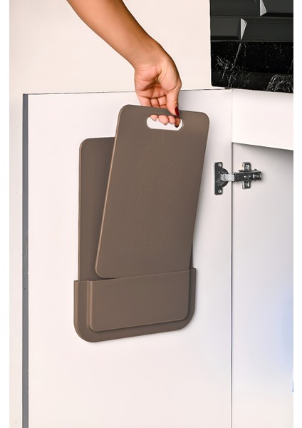 2 Li Kesim Panosu Stantlı Yapışkanlı Kesim Tahtası Latte Mikko Design 720998