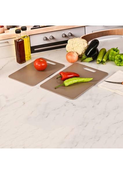 2 Li Kesim Panosu Stantlı Yapışkanlı Kesim Tahtası Latte Mikko Design 720998