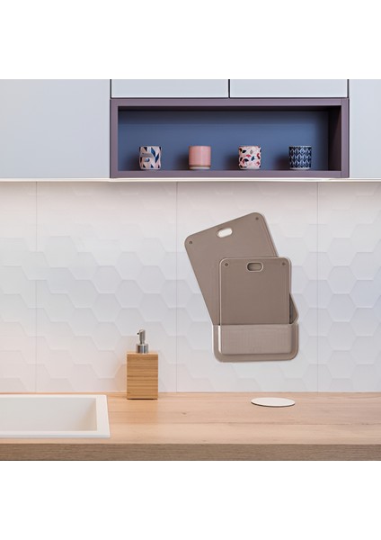 2 Li Kesim Panosu Stantlı Yapışkanlı Kesim Tahtası Latte Mikko Design 720998