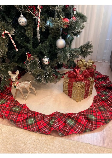 Yılbaşı Çam Ağacı Örtüsü Noel Pamuklu Ekose ve 95 cm modelleri