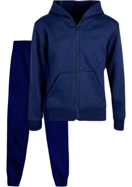 Çocuk Kapüşonlu Fermuarlı Sweatshirt ve Jogger Eşofman Altı 2'li Takım