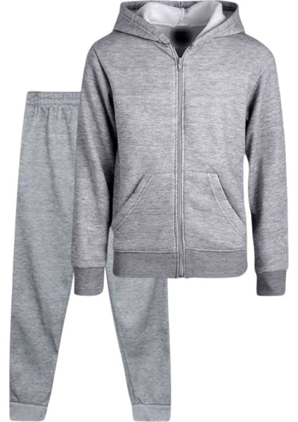 Çocuk Kapüşonlu Fermuarlı Sweatshirt ve Jogger Eşofman Altı 2'li Takım