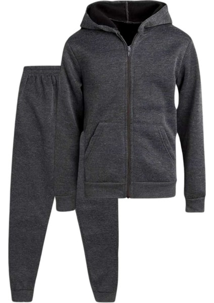 Çocuk Kapüşonlu Fermuarlı Sweatshirt ve Jogger Eşofman Altı 2'li Takım