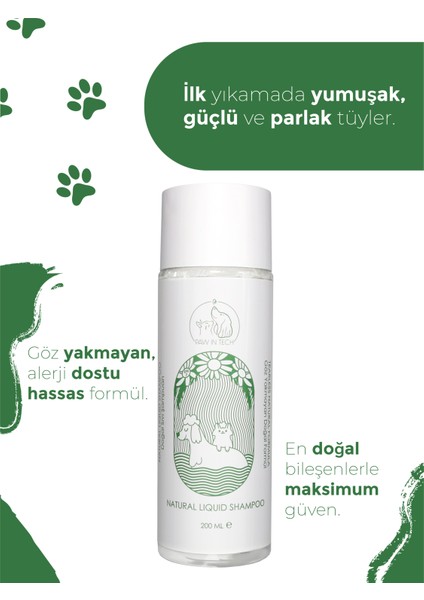 Göz Yakmayan Doğal Kedi ve Köpek Şampuanı 200 ml