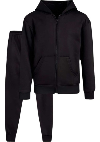 Çocuk Kapüşonlu Fermuarlı Sweatshirt ve Jogger Eşofman Altı 2'li Takım indirimleri