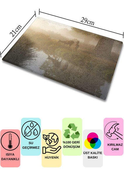 Doğa temalı cam kesme tahtası 21x30cm, şık mutfak dekoru fiyatları