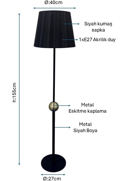 Siyah - Eskitme Modern Lambader PLC-1253-L-BSY