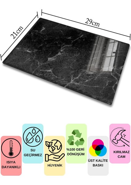 Cam Kesme Tahtası, Mermer Desenli, 21x30cm, Mutfak İçin Şık ve Kullanışlı Doğrama Tahtası fırsatları