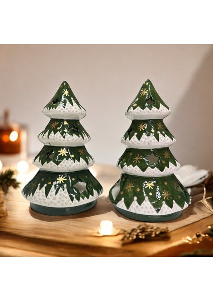 Yılbaşı Handmade Çini Çam Ağacı Mumluk Hediyelik Yılbaşı Dekoratif Biblo Tasarım Ürün Noel Mumluk Çini Tasarım fiyatları