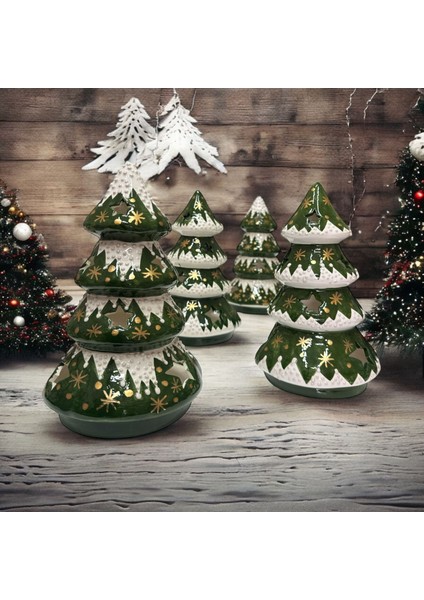 Yılbaşı Handmade Çini Çam Ağacı Mumluk Hediyelik Yılbaşı Dekoratif Biblo Tasarım Ürün Noel Mumluk Çini Tasarım modelleri