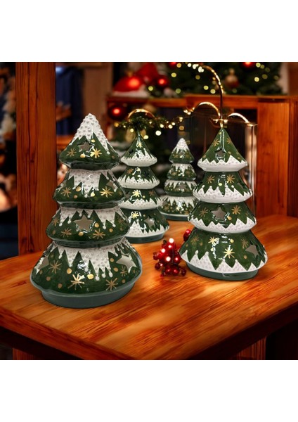 Yılbaşı Handmade Çini Çam Ağacı Mumluk Hediyelik Yılbaşı Dekoratif Biblo Tasarım Ürün Noel Mumluk Çini Tasarım indirimleri