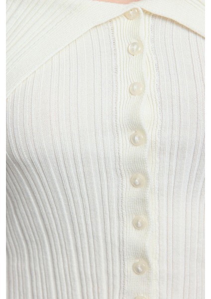 Kadın Crop Standart Kol Carmen Yaka Özel Iplik Triko Hırka indirimleri