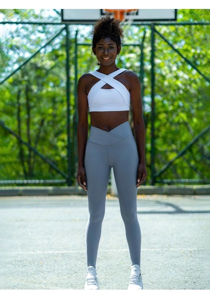 Su Yeşili Çapraz Bel Tasarımlı Spor Tayt indirimleri