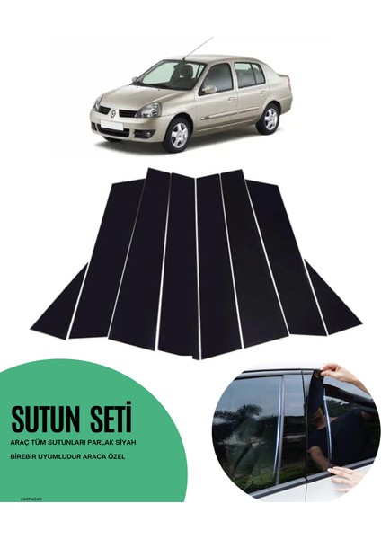 Renault Symbol 2009-2012 Sutun Seti Piano Black Parlak Siyah Kapı Direk Kaplaması