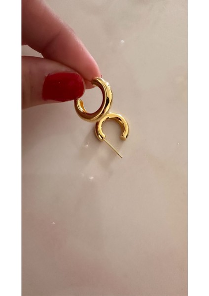 925 Ayar Gold Yuvarlak Açık Halka Küpeler modelleri