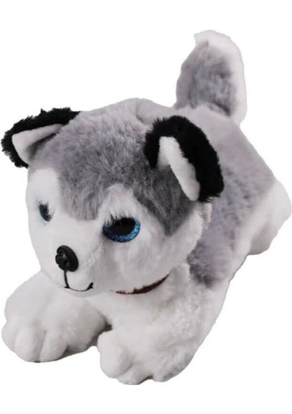 Havlayan Sesli Köpek Peluş Oyuncak Uyku Arkadaşı Hediyelik Peluş Yatan Köpek 35 cm