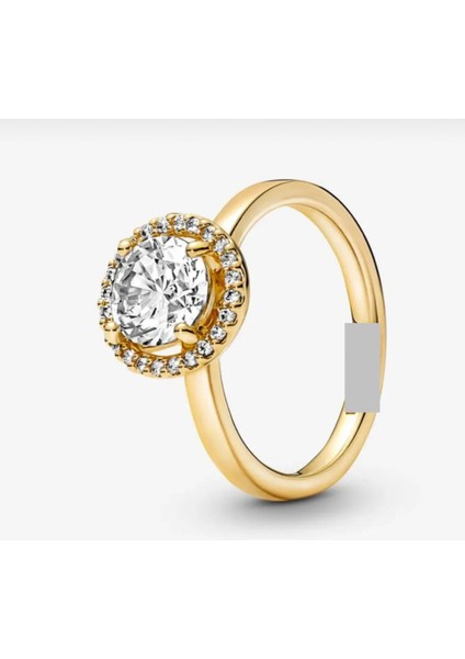 Tarz Işıltılı Yuvarlak Haleli Tektaş Yüzük fiyatları