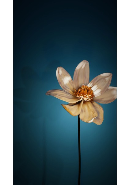 Mavi Sıcak Tonlar Çiçek Kombini Çerçeveli Cam Tablo 2'li modelleri