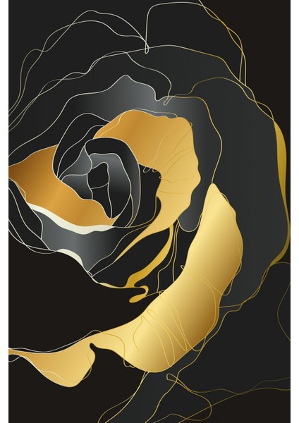 Siyah Gold Soft Renk Soyut Gül Seti Çerçeveli Cam Tablo 3'lü fırsatları