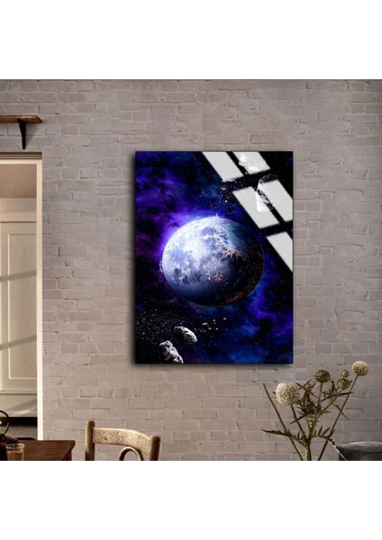 Kırılmaz Cam (Temperli) Mor Uzay Manzara Tablosu fiyatları