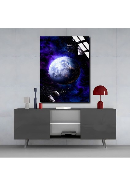 Kırılmaz Cam (Temperli) Mor Uzay Manzara Tablosu modelleri