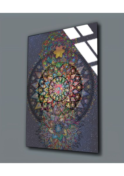 Kırılmaz Cam (Temperli) Rengarenk Mandala Tablosu