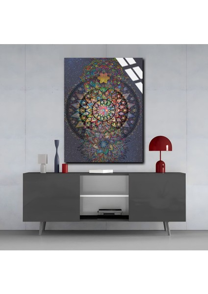 Kırılmaz Cam (Temperli) Rengarenk Mandala Tablosu modelleri