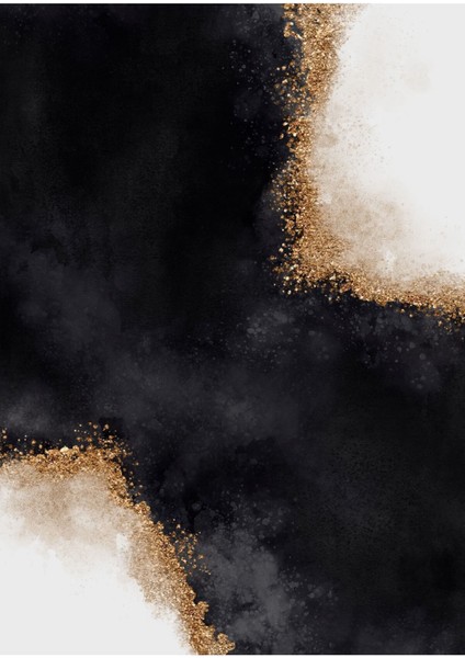 Beyaz Siyah Gold Desenli Soyut Kombini Çerçeveli Cam Tablo 2'li fiyatları