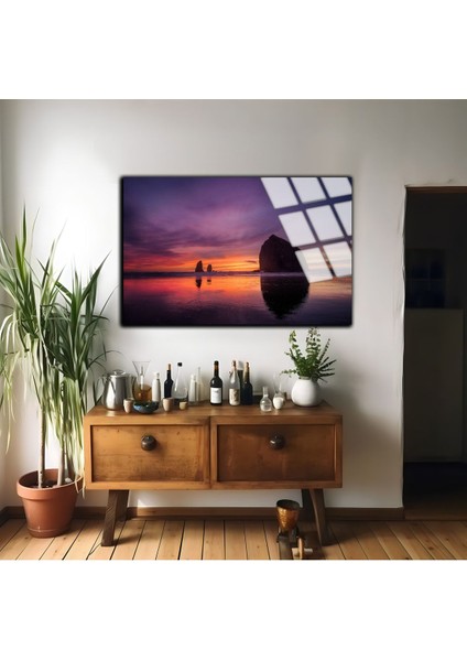 Kırılmaz Cam (Temperli) Mor Doğa Manzarası Tablosu 03 fiyatları