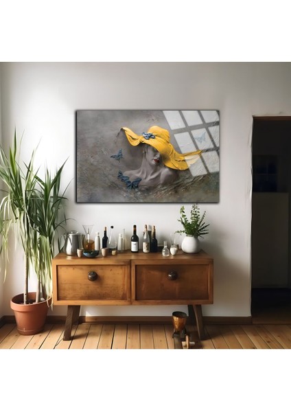 Kırılmaz Cam (Temperli) Sarı-Gri Kadın Tablosu 01 fiyatları