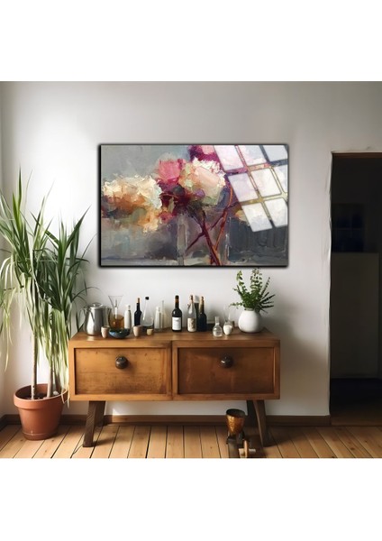 Kırılmaz Cam (Temperli) Pembe-Krem Çiçek Tablosu 01 fiyatları