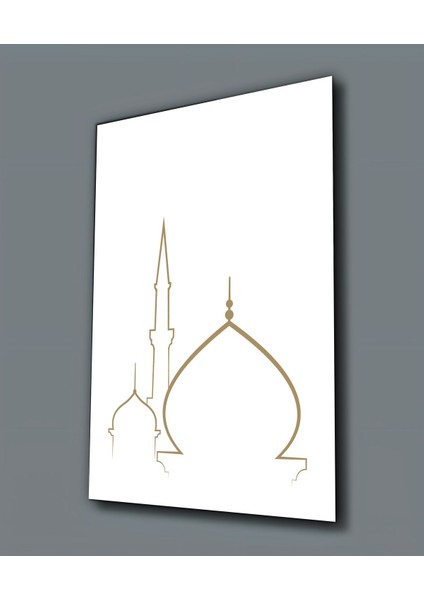 Kırılmaz Cam (Temperli) Minimal Çizim Cami Tablosu 01
