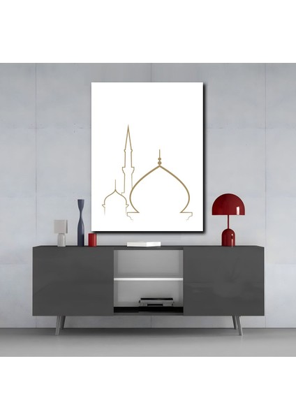Kırılmaz Cam (Temperli) Minimal Çizim Cami Tablosu 01 modelleri
