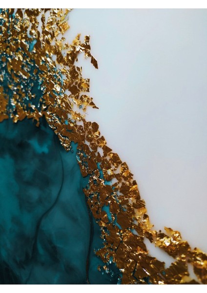 Turkuaz Gold Buğday Abstract Kombini Çerçeveli Temperli Cam Tablo 3'lü fiyatları