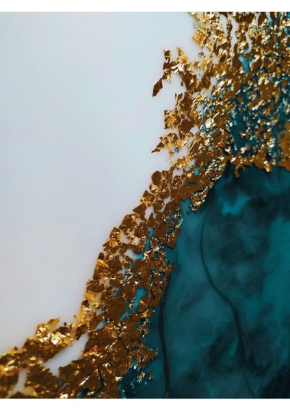 Turkuaz Gold Buğday Abstract Kombini Çerçeveli Temperli Cam Tablo 3'lü fırsatları