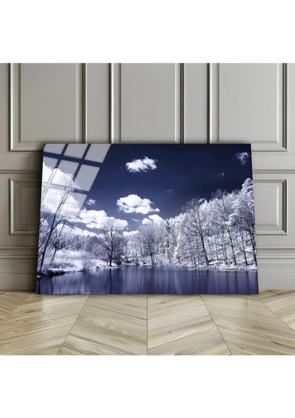 Kırılmaz Cam (Temperli) Kış Doğa Manzarası Tablosu 11
