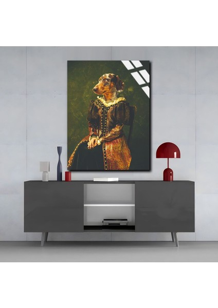 Kırılmaz Cam (Temperli) Orta Çağ Prenses Köpek Tablosu modelleri