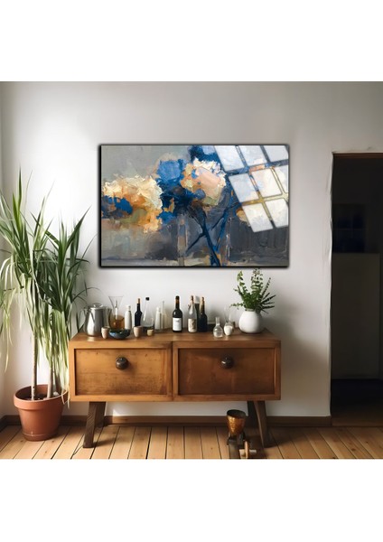 Kırılmaz Cam (Temperli) Mavi-Beyaz Vazoda Çiçek Tablosu 01 fiyatları