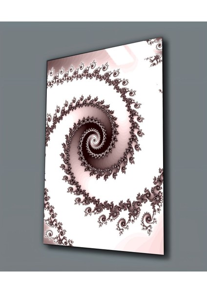 Kırılmaz Cam (Temperli) Mor Beyaz Spiral Soyut Tablosu